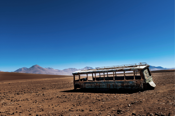 Bus dans le désert de Potosí