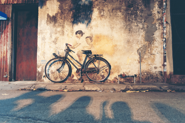 Malaisie - Façade avec vélo à George Town, Penang